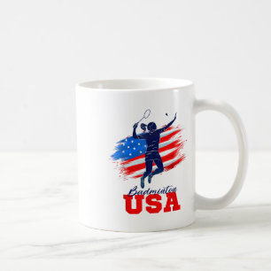 Badminton Usa Support Team American Flag Sports Lo Coffee Mug