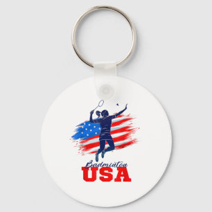 Badminton Usa Support Team American Flag Sports Lo Key Ring