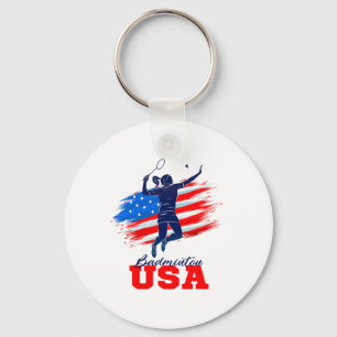 Badminton Usa Support Team American Flag Sports Lo Key Ring