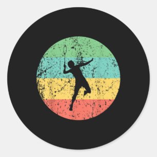 Badminton Vintage Retro Badminton Player  Classic Round Sticker