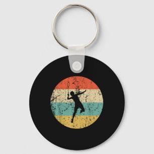 Badminton Vintage Retro Badminton Player Key Ring