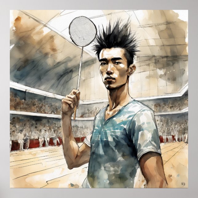 Badminton Watercolour Art Print (Front)