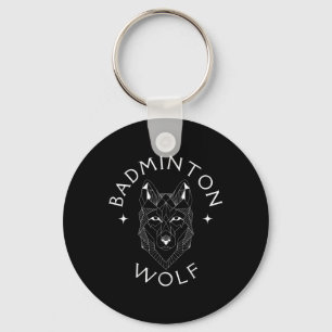 Badminton Wolf Player Racket Shuttle Sports Key Ring