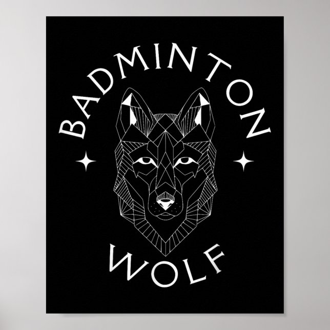 Badminton Wolf Player Racket Shuttle Sports  Poster (Front)