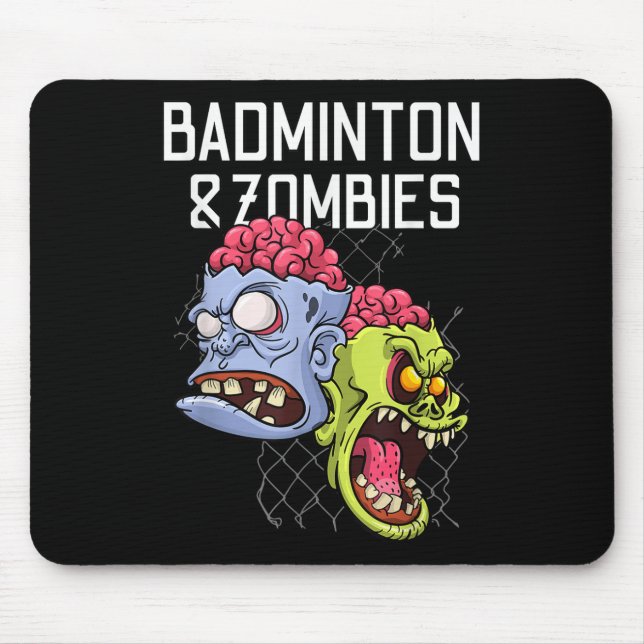 Badminton Zombies Funny Sports Game Racket Shuttle Mouse Mat (Front)