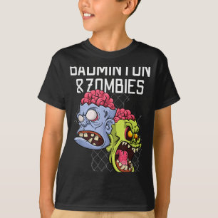 Badminton Zombies Funny Sports Game Racket Shuttle T-Shirt