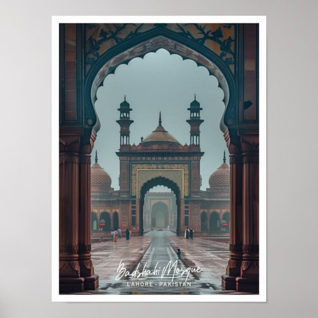 Badshahi Mosque in Lahore Art travel famous place Poster (Front)