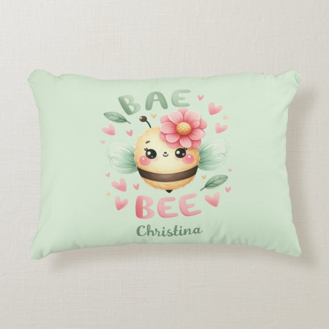 Bae Bee personalised Name Date Pillow (Front)
