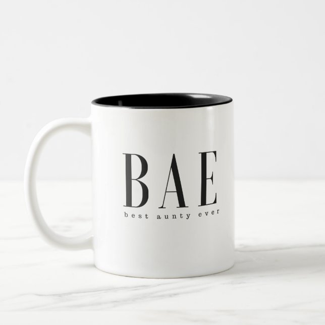 BAE best aunty ever black white logo Two-Tone Coffee Mug (Left)
