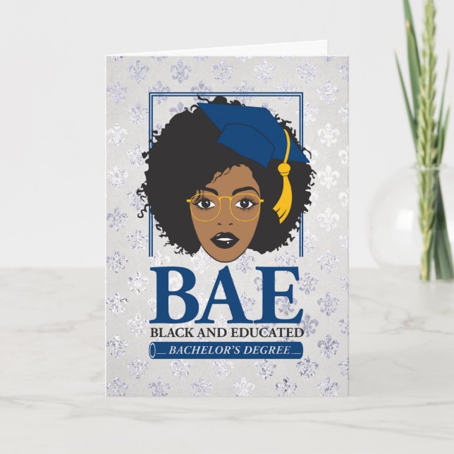 BAE Black and Educated Bachelor's Graduation Card (Front)