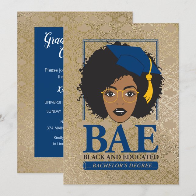 BAE Black and Educated Bachelor's Graduation Invitation (Front/Back)