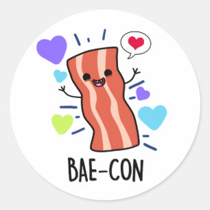 Bae-con Funny Bacon Pun  Classic Round Sticker