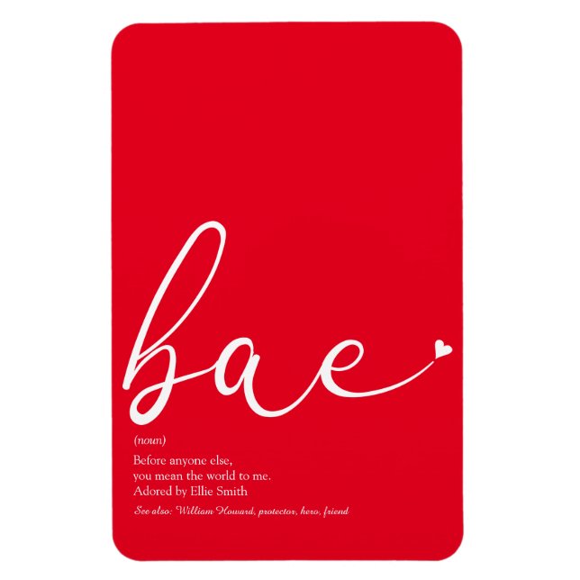 Bae Definition Elegant Script Love Heart Magnet (Vertical)