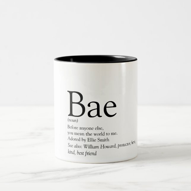Bae Definition Husband Wife Boyfriend Girlfriend Two-Tone Coffee Mug (Center)