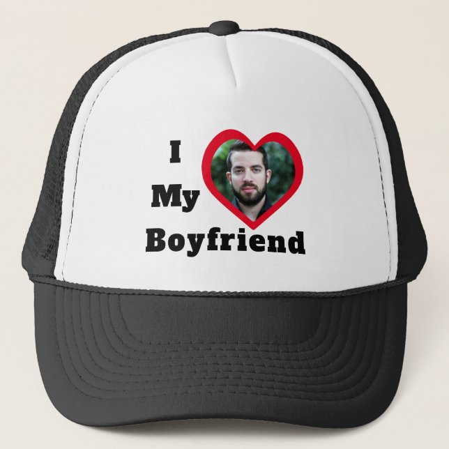 Bae Personalised Custom Photo I Love My Boyfriend Trucker Hat (Front)