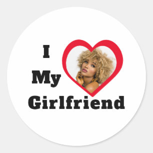 Bae Personalised Custom Photo I Love My Girlfriend Classic Round Sticker