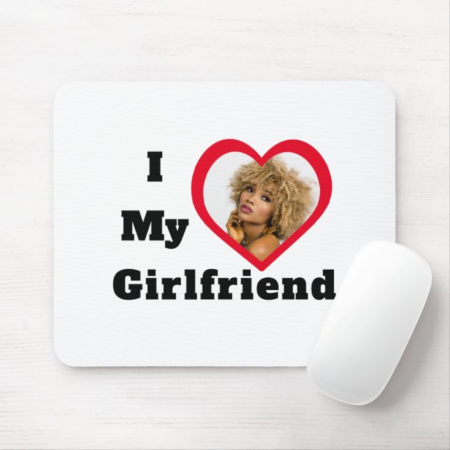 Bae Personalised Custom Photo I Love My Girlfriend Mouse Mat (With Mouse)