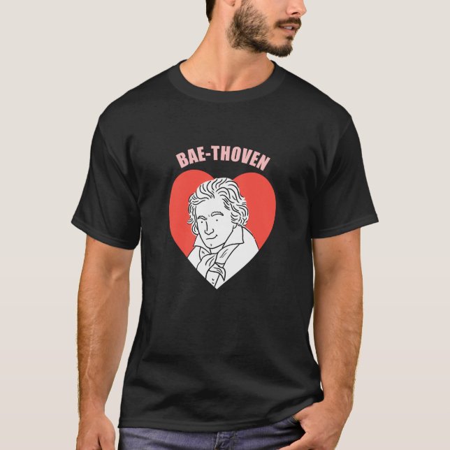Bae-Thoven Classical Music Pun Dark T-Shirt (Front)