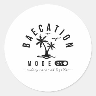 Baecation Mode On Romantic Matching Couple Party B Classic Round Sticker