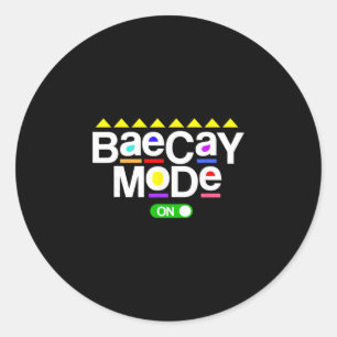Baecay Mode Vacation Boyfriend Girlfriend 80's 90' Classic Round Sticker