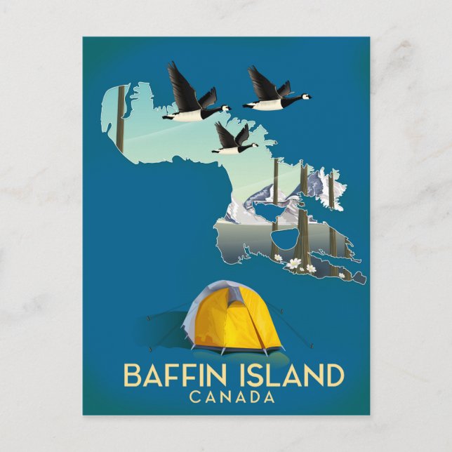 Baffin island map Canada travel poster Postcard (Front)