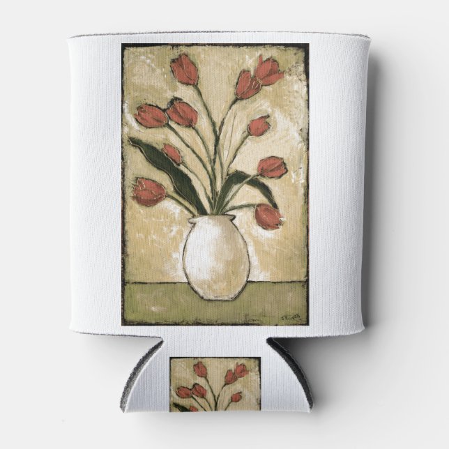 BAG10-V2 Tulips in Red.tif Can Cooler (Front)