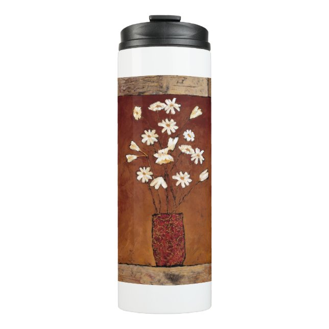BAG12 White Flowers.tif Thermal Tumbler (Front)