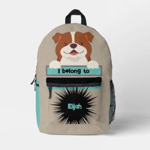 Bag Buddy Brown & White Dog Personalised Backpack