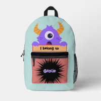 Bag Buddy Purple Monster Personalised Backpack