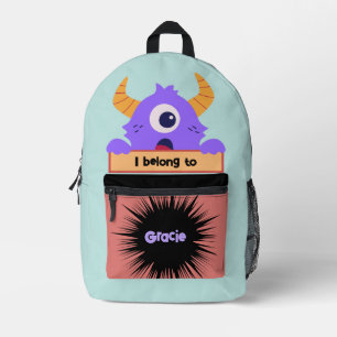 Bag Buddy Purple Monster Personalised Backpack