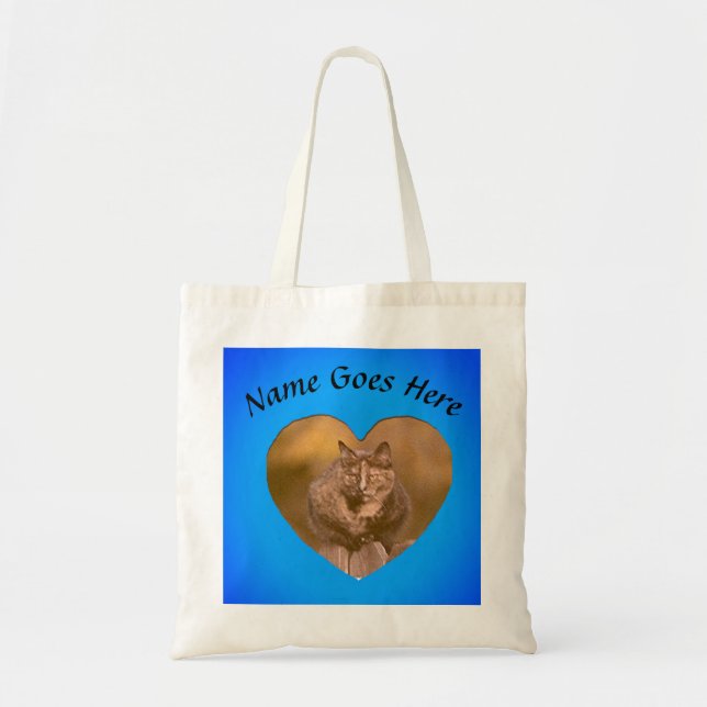 Bag - Cat in Blue Heart Frame (Front)