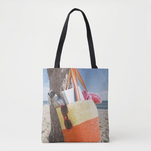 Bag Hanging On Tree Trunk At Sandy Beach (Front)