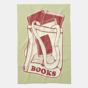 Bag of books I love to read Tea Towel