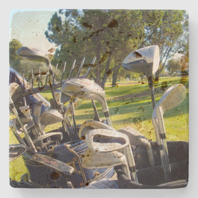 Bag OF Golf Clubs, Stone Coaster (Front)