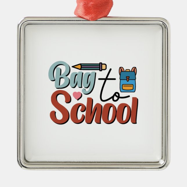 Bag To School Metal Tree Decoration (Front)
