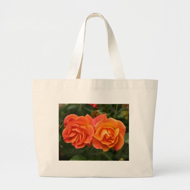 Bag, Two Apricot Roses, # 4660 Large Tote Bag (Front)