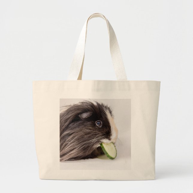 Bag with cute guinea pig eating cucumber (Front)
