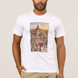 Bagan Myanmar Ancient Temples Watercolor Travel Ar T-Shirt