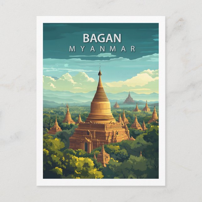 Bagan Myanmar Travel Ancient Temple Southeast Asia Postcard (Front)