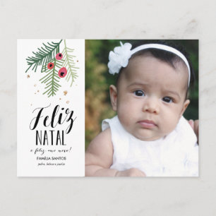 Bagas Vermelhas   Feliz Natal   Cartão Postal Postcard