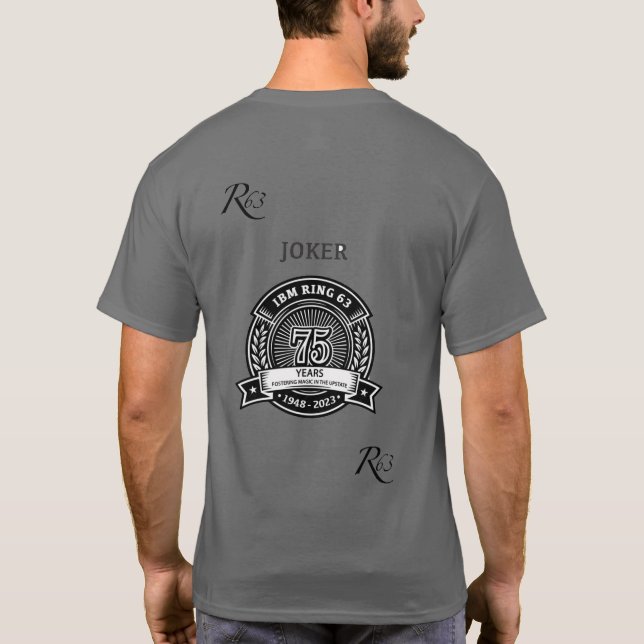 Bagde and Joker bak 75 Yr T T-Shirt (Back)