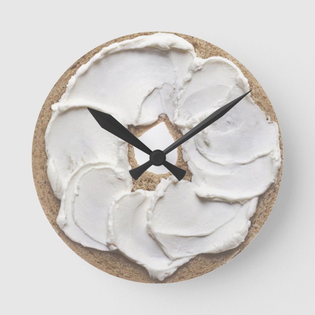 Bagel and Cream Cheese Novelty Round Clock (Front)