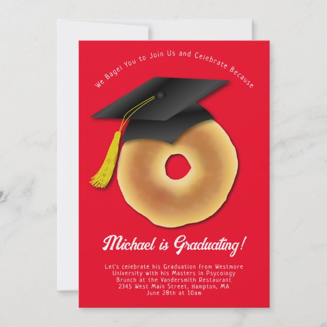 Bagel Breakfast Brunch Graduation Party Invitation (Front)