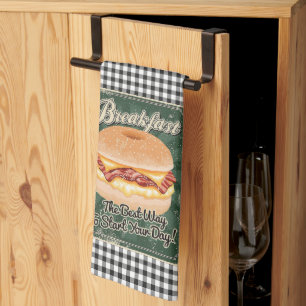 Bagel Breakfast Retro Tea Towel