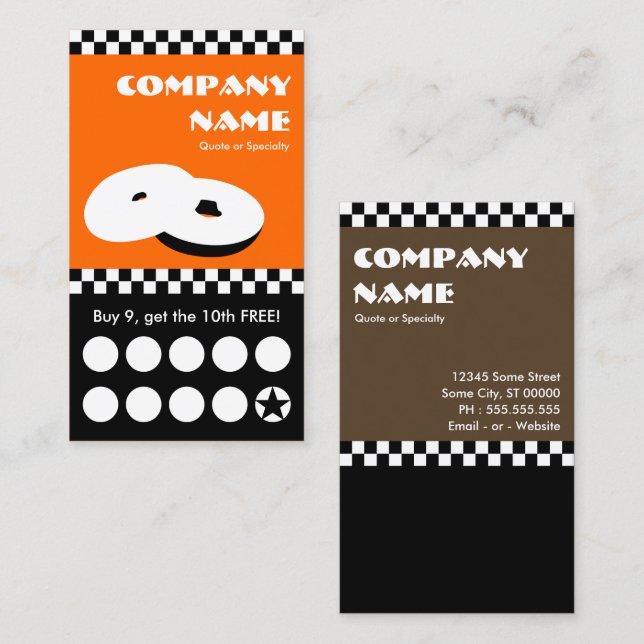bagel checkers punchcard loyalty card (Front/Back)