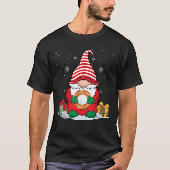 Bagel Christmas Gnomes Cute Bagel Lover Men Women  T-Shirt (Front)