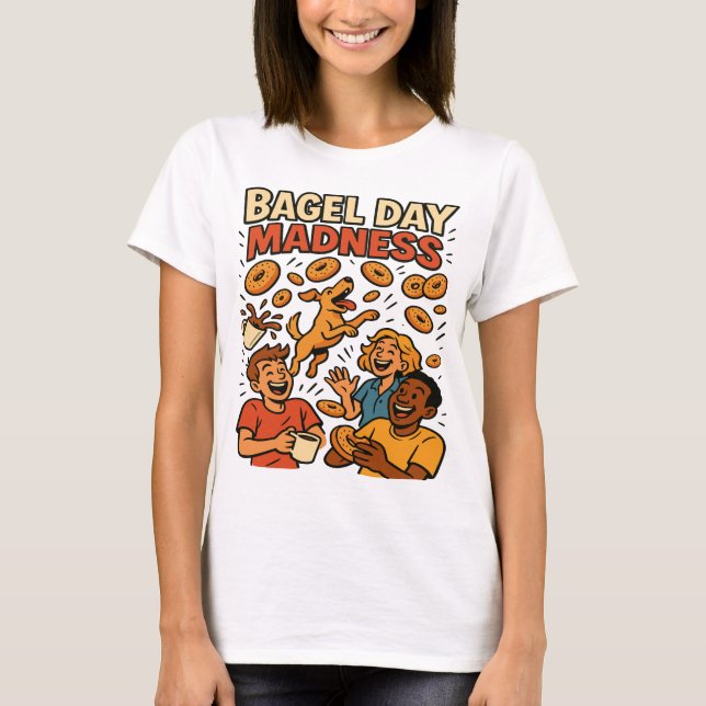 Bagel Day Madness Funny Retro Art T-Shirt (Front)