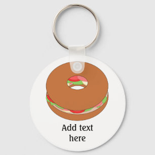 Bagel graphic: Add Your Text for a Fun Custom Key Ring