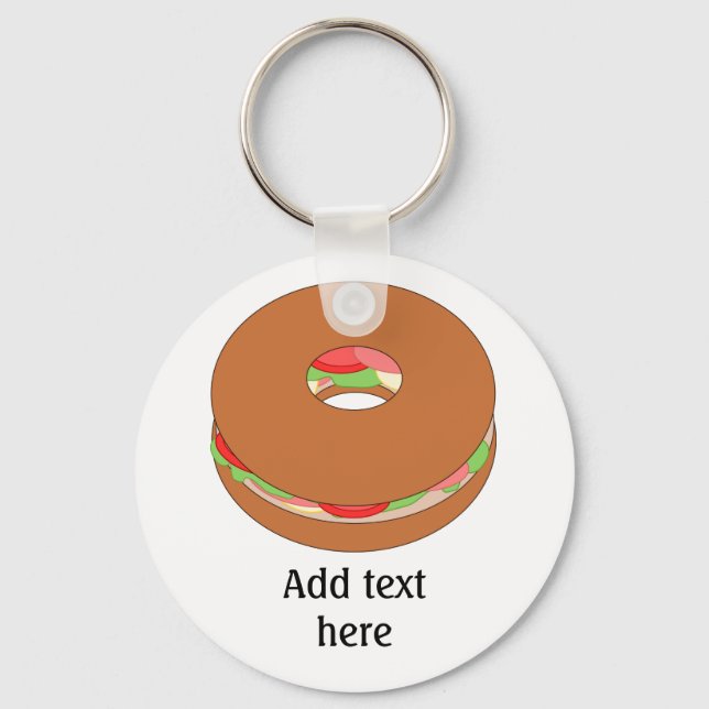 Bagel graphic: Add Your Text for a Fun Custom Key Ring (Front)