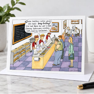Bagel Shop Funny Gross Cartoon Thinking of Ewww Card